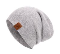 jaxmonoy Wool Cashmere Slouchy Knit Beanies Winter Hats for Women Soft Warm Double Layer Reversible Slouch Skull Beanie Cap, Light Grey, M