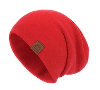jaxmonoy Wool Cashmere Slouchy Knit Beanies Winter Hats for Women Soft Warm Double Layer Reversible Slouch Skull Beanie Cap, Red, M