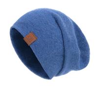 jaxmonoy Wool Cashmere Slouchy Knit Beanies Winter Hats for Women Soft Warm Double Layer Reversible Slouch Skull Beanie Cap, Denim Blue, M