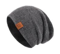 jaxmonoy Wool Cashmere Slouchy Knit Beanies Winter Hats for Women Soft Warm Double Layer Reversible Slouch Skull Beanie Cap, Dark Grey, M