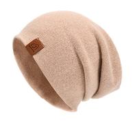 jaxmonoy Wool Cashmere Slouchy Knit Beanies Winter Hats for Women Soft Warm Double Layer Reversible Slouch Skull Beanie Cap, Khaki, M