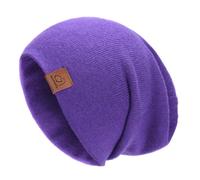 jaxmonoy Wool Cashmere Slouchy Knit Beanies Winter Hats for Women Soft Warm Double Layer Reversible Slouch Skull Beanie Cap, Purple, M
