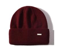 jaxmonoy Wool Knit Beanies Winter Hats for Women and Men Soft Cashmere Warm Double Layer Ladies Skull Beanie caps, Wine Red, M