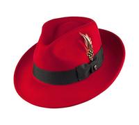 Jaxon & James Crushable Pachuco C-Crown Wool Felt Fedora Hat - Red - Medium