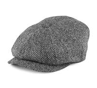 Jaxon & James Harris Tweed Castlebay Newsboy Cap - Black-Grey - X-Large
