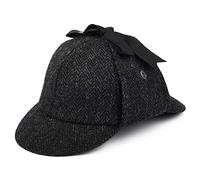 Jaxon & James Harris Tweed Sherlock Holmes Deerstalker Hat - Black-Charcoal - X-Large