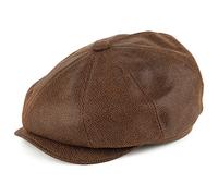 Jaxon & James Leather Newsboy Cap - Brown - Medium