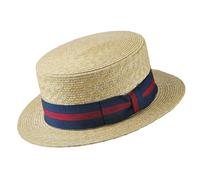 Jaxon & James Straw Boater Hat with Striped Band - Natural - Small
