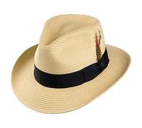 Jaxon & James Summer C-Crown Straw Fedora Hat - Natural M