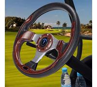 Jaxpare Classic Black Universal Steering Wheel and Steering Wheel Adapter Silver/Black For Club Car,EZGO and Yama Golf Carts. (Steering Wheel - Wooden Grain)