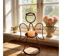 Jaxuzegs Guardian Angel Candle Holders Rusty metal material Tea Lights Candles Holders Retro style Home Wedding Church Decor Angel Figurine Ornament,X2