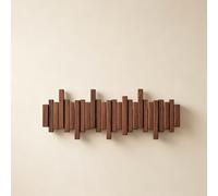 Jaxuzegs Wall-Mounted Coat Rack Rail Hook with 3-12 Retractable Pegs Natural Wood Piano Coat Rack Flip Down With magnetic Beech Wood Entryway Wall Art 4 colors,Brown,52.6x19.5cm