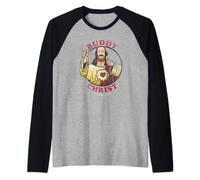 Jay and Silent Bob Buddy Christ Circle Portrait Raglan Baseball Tee