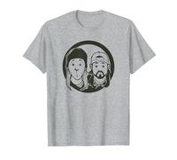 Jay and Silent Bob Simple Cartoon Faces T-Shirt, Men, Heather Grey, 5X-Large
