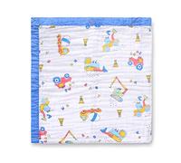 Jay & Ava Muslin Cotton Baby Blanket for Newborn & Toddler, 4 Layers, Super Soft, Breathable Quilt, Stroller Blanket, Nursery & Crib Blanket, Shower Gift, 42" x 42" (Blue Digger)