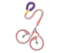 JAY D.L Hands Free Double Dog Leash for Two Dogs, Comfortable Padded Handle Dual Dog Leash for 2 Dogs Walking 360° Swivel No Tangle, Adjustable Crossbody Waist Lead for Small Medium Dogs (Pink)