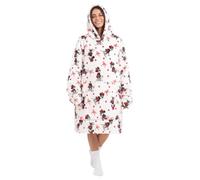 Jay Franco Adult's Disney Minnie Mouse Wearable Throw Blanket, White, 86x97 | Oversized Plush Hooded Blanket with Pocket, Soft Cosy Fleece Throw, Gift for Lounging, Official Licensed Property
