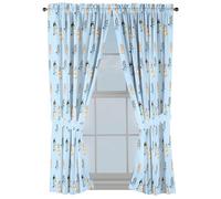 Jay Franco Black Out Window Curtains for Kids Bedroom 4-Piece Drape Set with 2 Tiebacks, Blue - Bluey, 42" W x 63" L (Pack of 2)