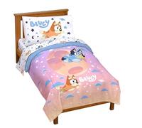 Jay Franco Bluey & Bingo Toddler Comforter Set - 4 Piece Bed Set Includes Sheet Set & Pillow Covers - Super Soft Clouds & Stars Kids Bedding