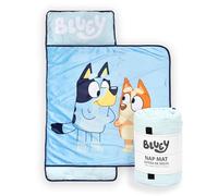 Jay Franco Bluey Sisters Nap Mat - Built-in Pillow and Blanket - Super Soft Microfiber Kids'/Toddler/Children's Bedding, Ages 3-7 (Official Bluey Product)