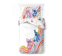 Jay Franco Children's Disney Lilo and Stitch Single Duvet Cover Set - 100% Cotton Super Soft Bedding with Pillowcase, Official Licensed Product, White, 2 Piece Set