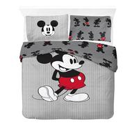 Jay Franco Children's Disney Mickey Mouse Double Duvet Cover Set - 100% Cotton Super Soft Bedding with Pillowcase, Official Licensed Product, Grey, 3 Piece Set