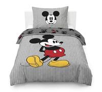 Jay Franco Children's Disney Mickey Mouse Single Duvet Cover Set - 100% Cotton Super Soft Bedding with Pillowcase, Official Licensed Product, Grey, 2 Piece Set