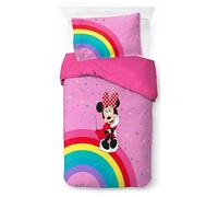 Jay Franco Children's Disney Minnie Mouse Single Duvet Cover Set - 100% Cotton Super Soft Bedding with Pillowcase, Official Licensed Product, Rainbow, 2 Piece Set