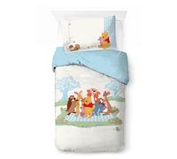 Jay Franco Children's Disney Winnie The Pooh Single Duvet Cover Set - 100% Cotton Super Soft Bedding with Pillowcase, Official Licensed Product, White, 2 Piece Set