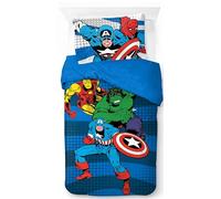 Jay Franco Children's Marvel Avengers Single Duvet Cover Set - 100% Cotton Super Soft Bedding with Pillowcase, Official Licensed Product, Blue, 2 Piece Set