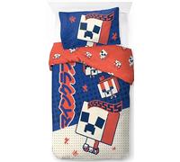 Jay Franco Children's Minecraft Single Duvet Cover Set - 100% Cotton Super Soft Bedding with Pillowcase, Official Licensed Product, Red, 2 Piece Set