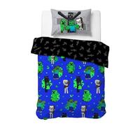 Jay Franco Children's Minecraft Single Duvet Cover Set - 100% Cotton Super Soft Bedding with Pillowcase, Official Licensed Product, Green, 2 Piece Set
