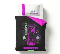 Jay Franco Children's Minecraft Single Duvet Cover Set - 100% Cotton Super Soft Bedding with Pillowcase, Official Licensed Product, Black, 2 Piece Set