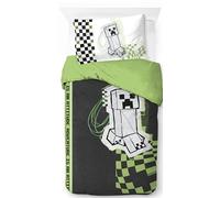 Jay Franco Children's Minecraft Single Duvet Cover Set - 100% Cotton Super Soft Bedding with Pillowcase, Official Licensed Product, Green, 2 Piece Set