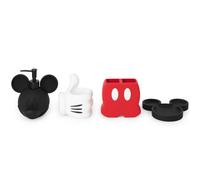 Jay Franco Disney Mickey Mouse Bathroom Organizer Set - 4 Piece Red, Black and White Accessories Includes Resin Soap Dispenser, Soap Dish, Toothbrush Holder and Tumbler - Bathroom Décor