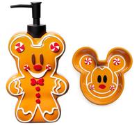 Jay Franco Disney Mickey Mouse Gingerbread Bathroom Set - 2 Piece Collection Includes Lotion Pump & Soap Dish - Christmas and Holiday Bathroom Accessories