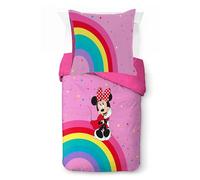 Jay Franco Disney Minnie Mouse Rainbow 100% Cotton Single Duvet Cover Set - Includes Pillowcase 80 x 80 cm