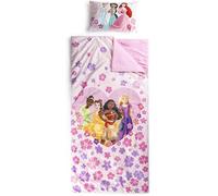 Jay Franco Disney Princess Children’s Slumber Bag & Pillow Set - Cosy (137 x 61 cm) Indoor Sleeping Bag with Carry Handle and (43 x 28 cm) Pillow, Ideal for School Trips & Sleepovers - 2-Piece Set