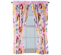 Jay Franco Disney Princess Sassy 63" Inch Drapes 4 Piece Set - Beautiful Room Décor & Easy Set Up, Bedding Features Cinderella & Belle - Window Curtains Include 2 Panels & 2 Tiebacks