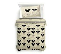 Jay Franco Kids Disney Mickey Mouse Duvet Cover Set - 100% Cotton Super Soft Bedding with Pillowcase, COVER ONLY Comforter Not Included, Beige, 2 Piece Single