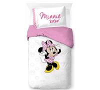 Jay Franco Kids Disney Minnie Mouse Duvet Cover Set - Super Soft Bedding with Pillowcase, COVER ONLY Comforter Not Included, White, 2 Piece Single