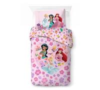 Jay Franco Kids Disney Princess Duvet Cover Set - 100% Cotton Super Soft Bedding with Pillowcase, Official Licensed Product, Pink, 2 Piece Single