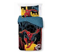 Jay Franco Kids Marvel Spiderman Duvet Cover Set - 100% Cotton Super Soft Bedding with Pillowcase, Official Licensed Product, Black, 2 Piece Single