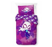 Jay Franco Kids Marvel Spidey & His Amazing Friends Ghost-Spider Duvet Cover Set - 100% Cotton Super Soft Bedding with Pillowcase, Official Licensed, Purple, 2 Piece Single