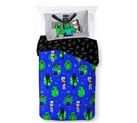 Jay Franco Kids Minecraft Duvet Cover Set - 100% Cotton Super Soft Bedding with Pillowcase, Official Licensed Product, Green, 2 Piece Single