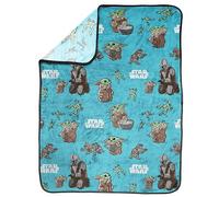 Jay Franco Kids Star Wars The Mandalorian Plush Throw Blanket - 100x130cm Soft & Cosy Fleece Throw for Bedroom & Sofa Décor, Official Licensed Product, Blue