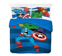 Jay Franco Marvel Avengers Duvet Cover Set - Kids 100% Cotton Super Soft Bedding with Pillowcase, COVER ONLY Comforter Not Included, Iron Man, Hulk, Captain America, Blue, 3 Piece Double