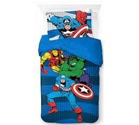 Jay Franco Marvel Avengers Duvet Cover Set - Kids 100% Cotton Super Soft Bedding with Pillowcase, COVER ONLY Comforter Not Included, Iron Man, Hulk, Captain America, Blue, 2 Piece Single
