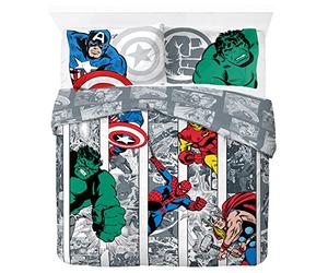 Jay Franco Marvel Comics Avengers Comic Cool 100% Cotton Double Duvet Cover Set - Includes 2 Pillowcases