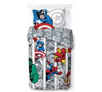 Jay Franco Marvel Comics Avengers Comic Cool 100% Cotton Single Duvet Cover Set, COVER ONLY Comforter Not Included - Includes Pillowcase